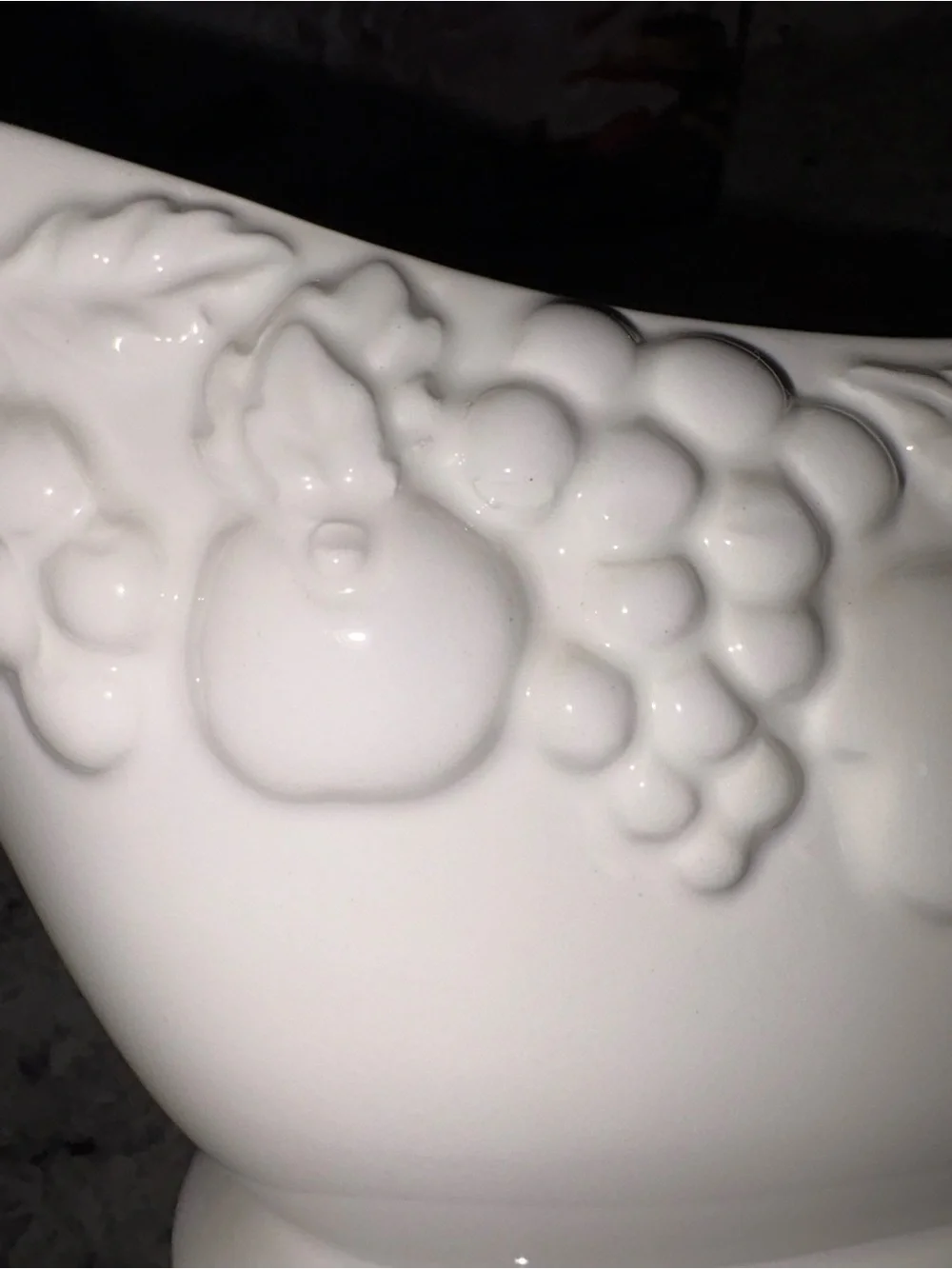 Vintage 1997 Gibson White Fruitful Embossed 1 3/4 Gravy Boat with Saucer Plate
